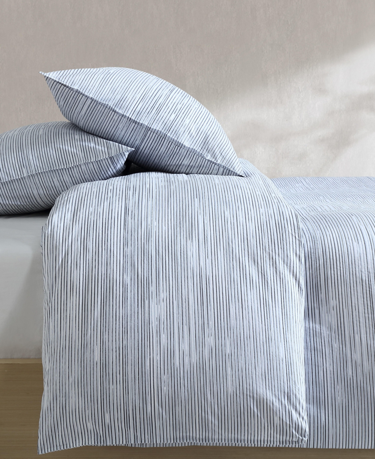 Calvin Klein Wavy Stripe Washed Percale Cotton 3-Pc. Duvet Cover Set