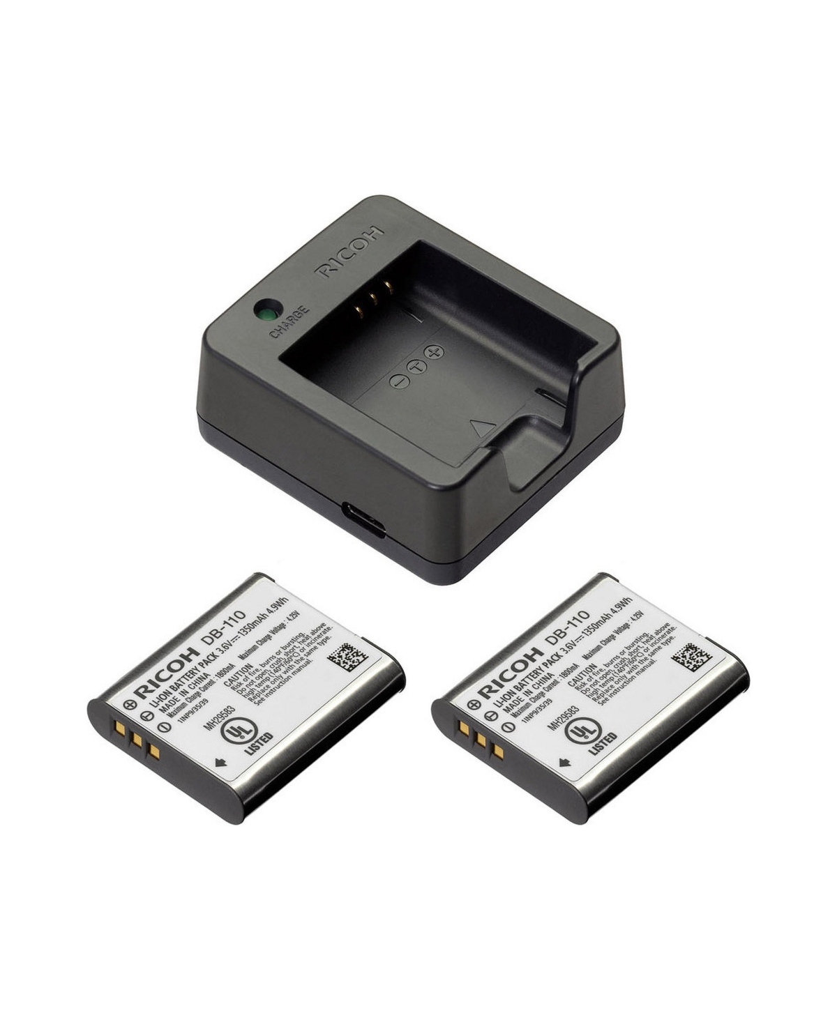 Ricoh Bj-11 Battery Charger for Db-110 Lithium-Ion Battery - With 2 Pack Ricoh Db-110 Lithium-ion Rechargeable Battery