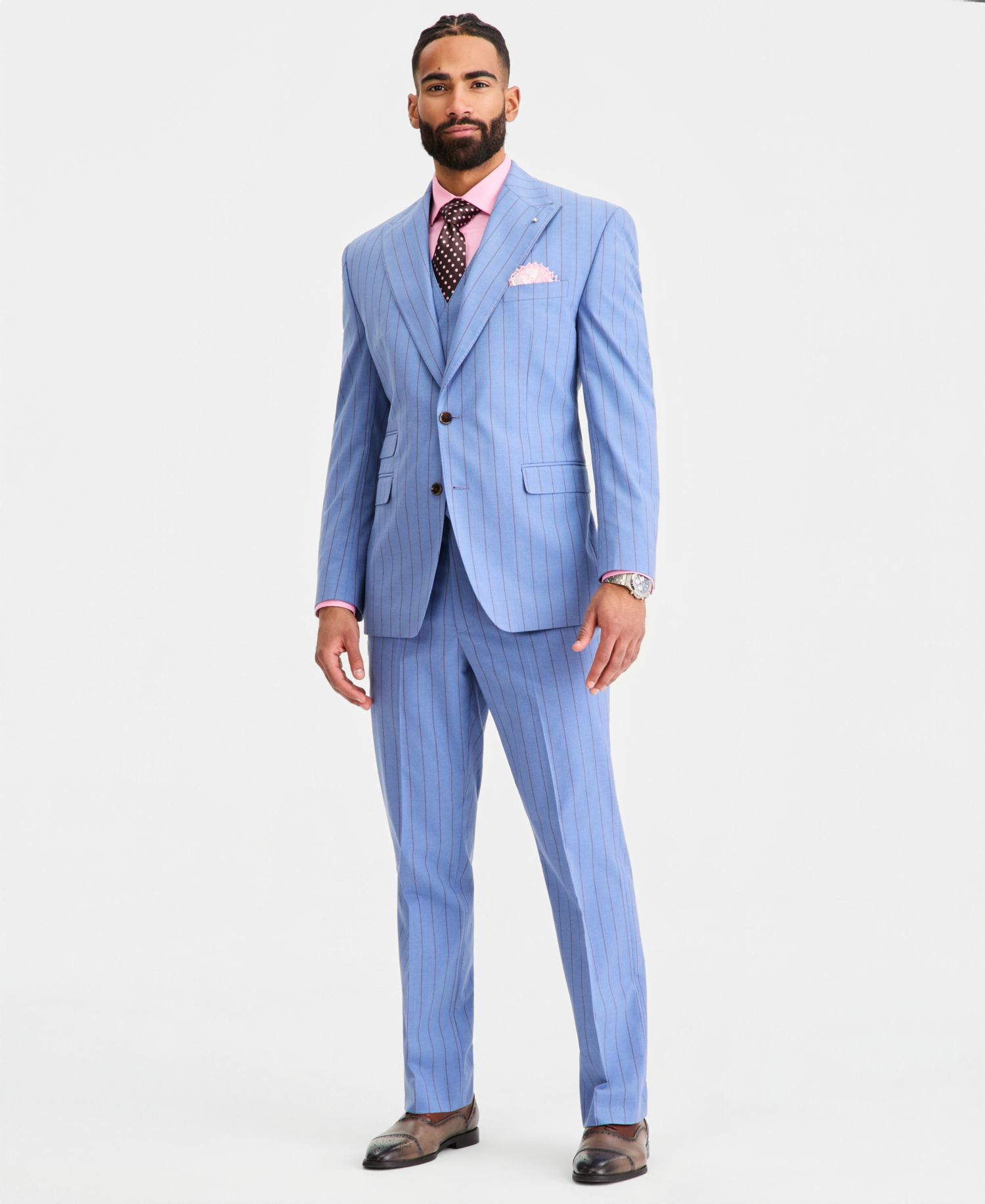 Men's Classic-Fit Blue Pinstripe Suit Separates Jacket