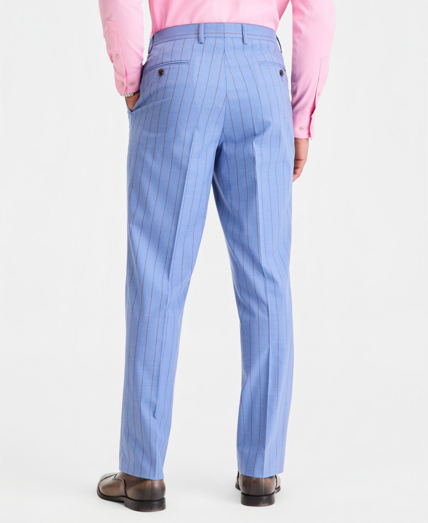 Мужские брюки Tayion Collection Classic-Fit Blue Pinstripe Suit Separates, цвет: Синий — фото 5