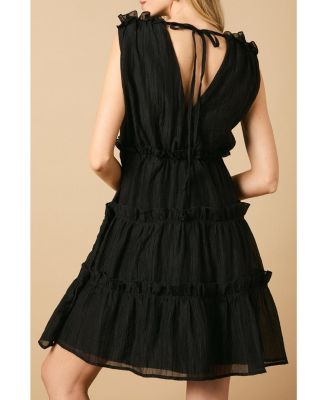 Women's Tiered Detail V-Neck Mini Dress