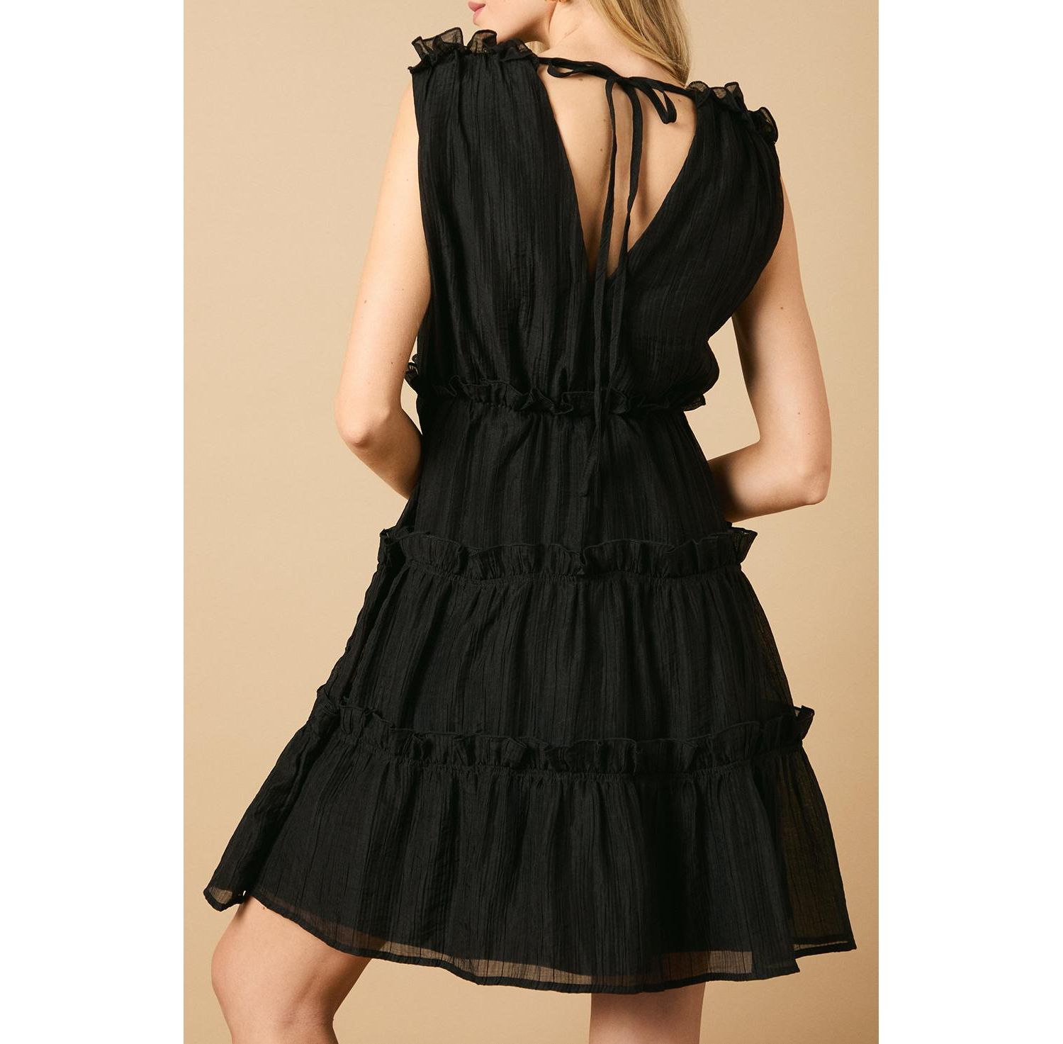 Women's Tiered Detail V-Neck Mini Dress