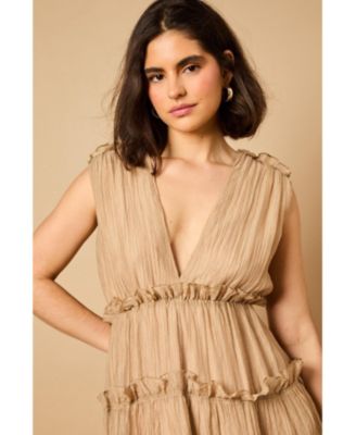 Women's Tiered Detail V-Neck Mini Dress