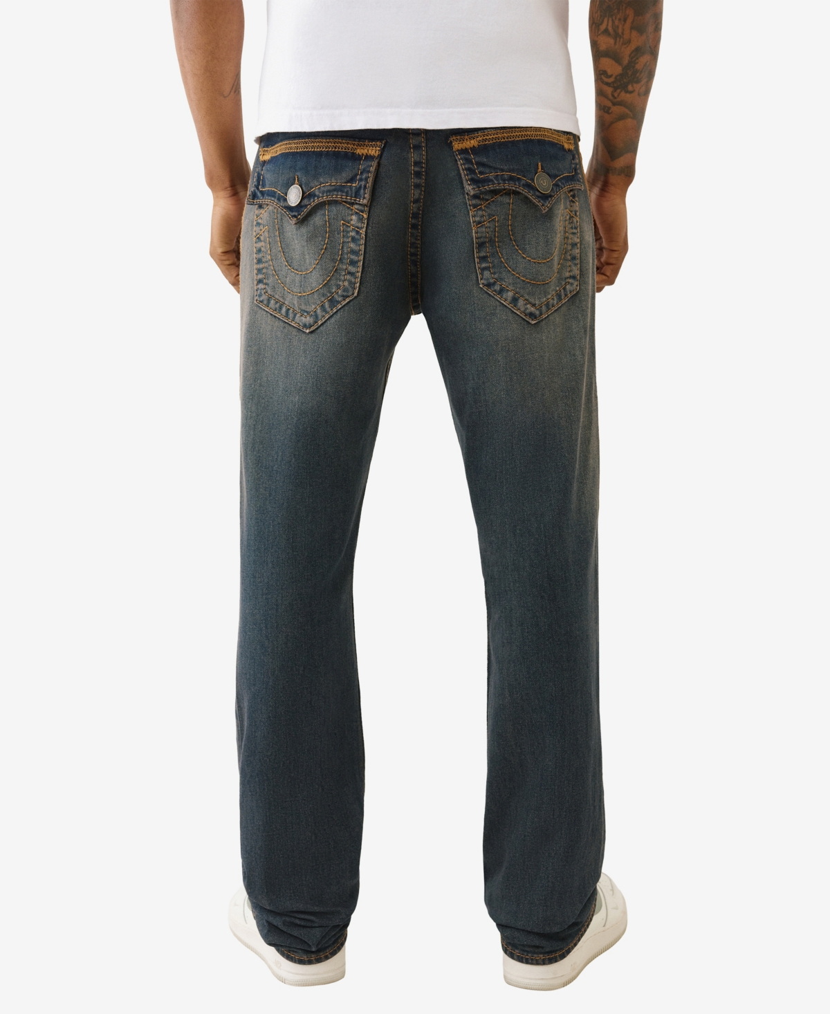 True Religion Men's Ricky Super Flatlock Flap Straight Jeans