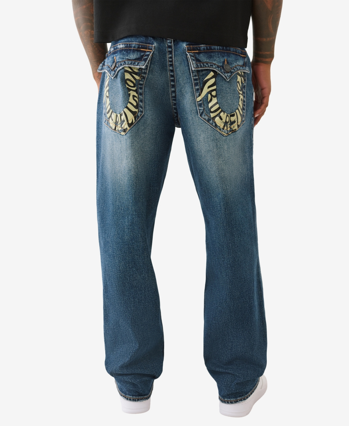 True Religion Men's Bobby Painted Flap Baggy Jeans
