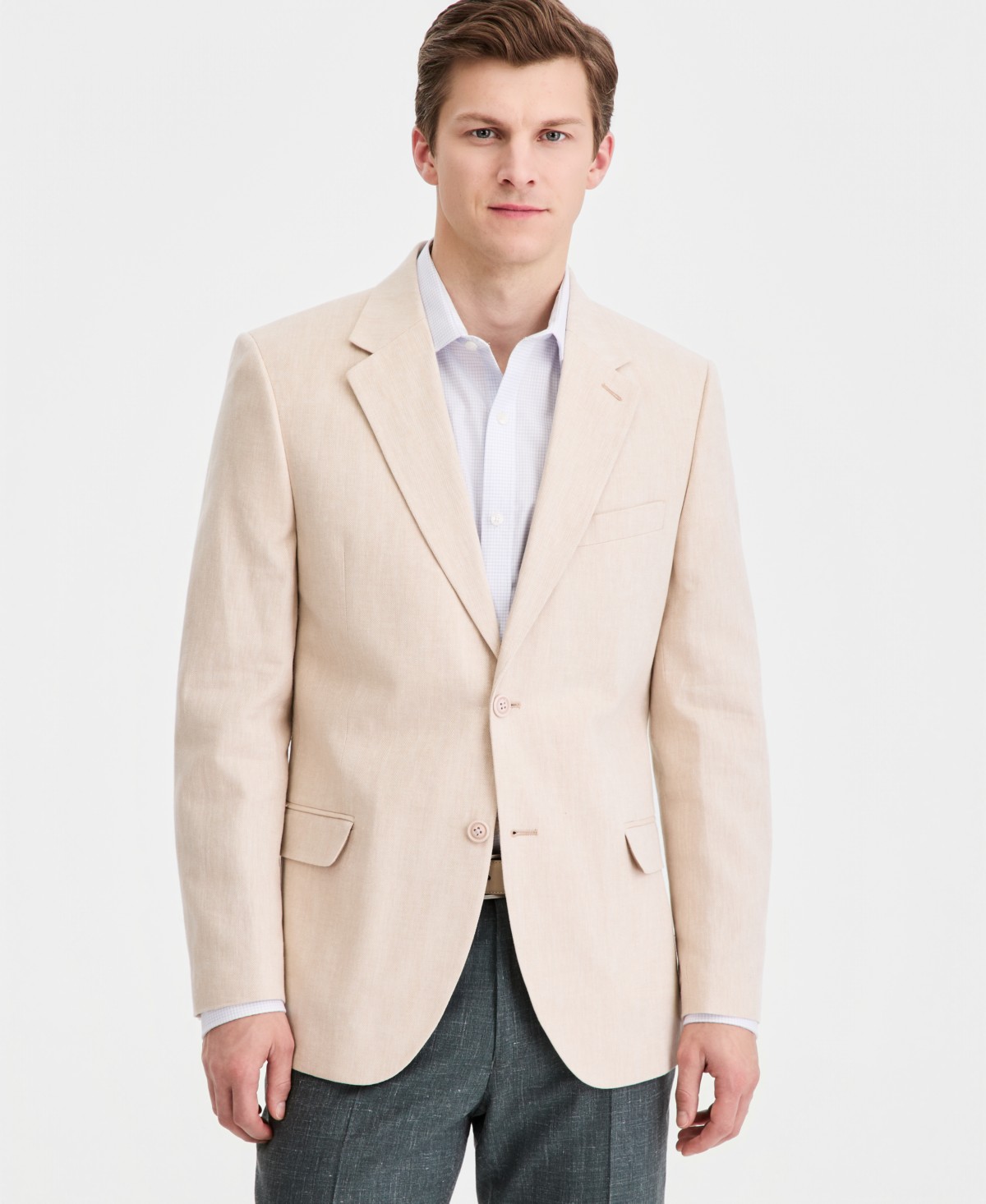 Мужские пиджаки Nautica Men's Modern-Fit Herringbone Cotton & Linen Blazer — фото 1