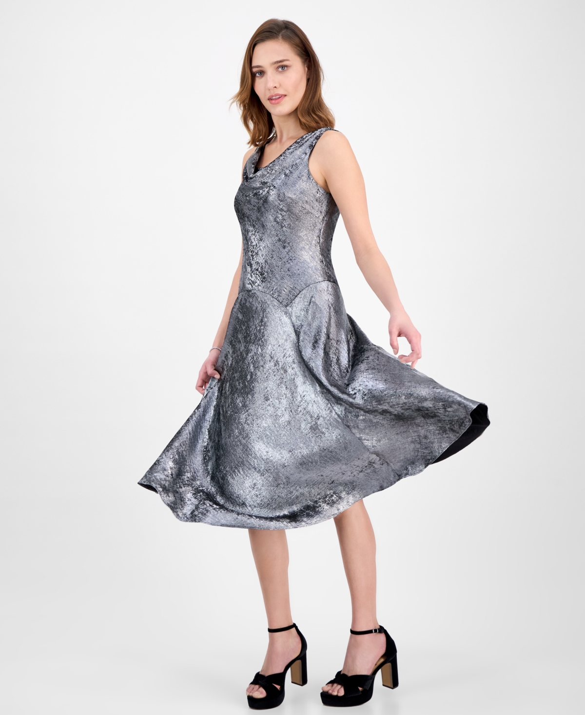 Robbie Bee Women's Cowl Neck Midi Dress In Gray