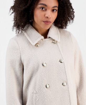 Juniors' Boucl&eacute; Double-Breasted Jacket
