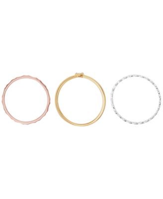 3-Piece Cubic Zirconia Ring Set (0.12 ct. t.w.) in Tri Tone Sterling Silver