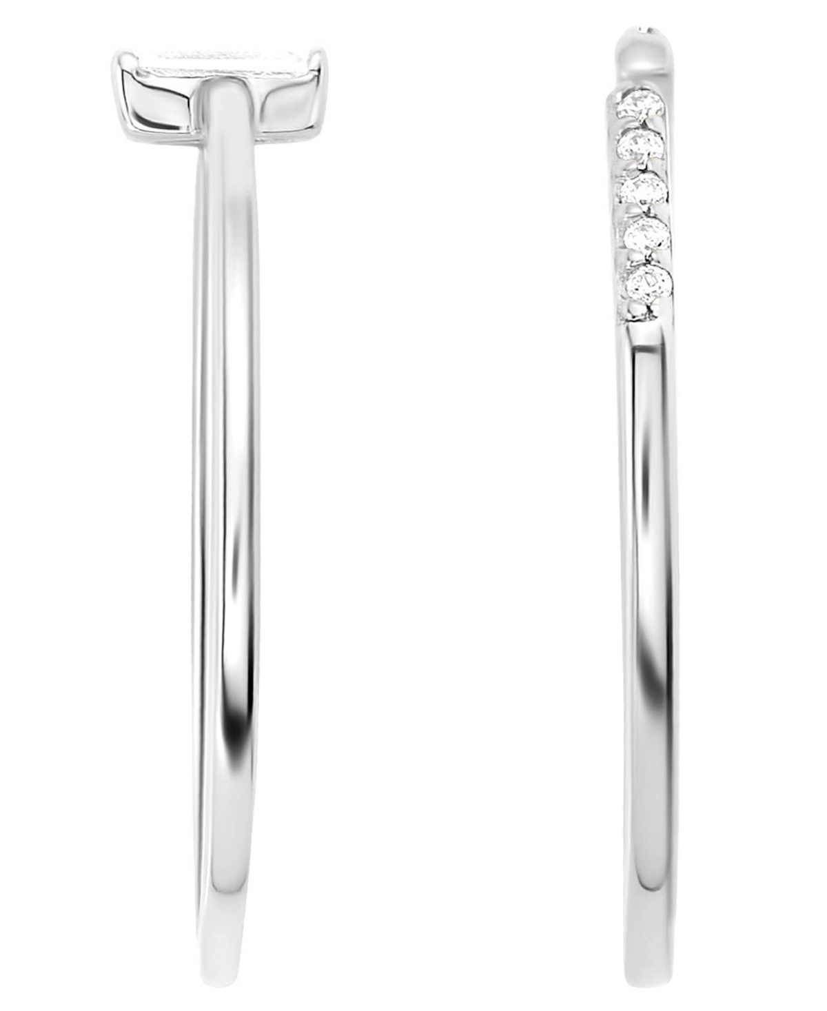 Macy's 2-piece Cubic Zirconia Open Stackable Ring Set (0.23 Ct. T.w.) In Sterling Silver In Metallic