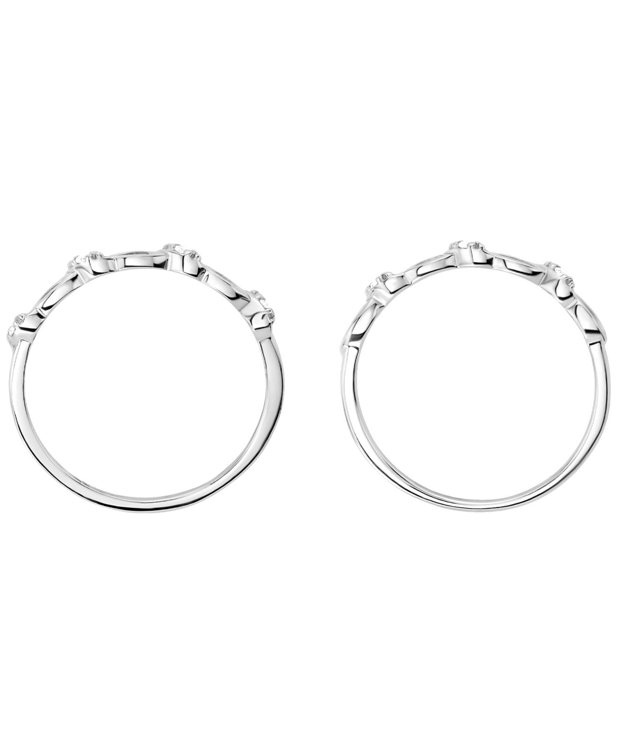 Macy's 2-piece Cubic Zirconia Ring Set (0.12 Ct. T.w.) Over Sterling Silver In Metallic