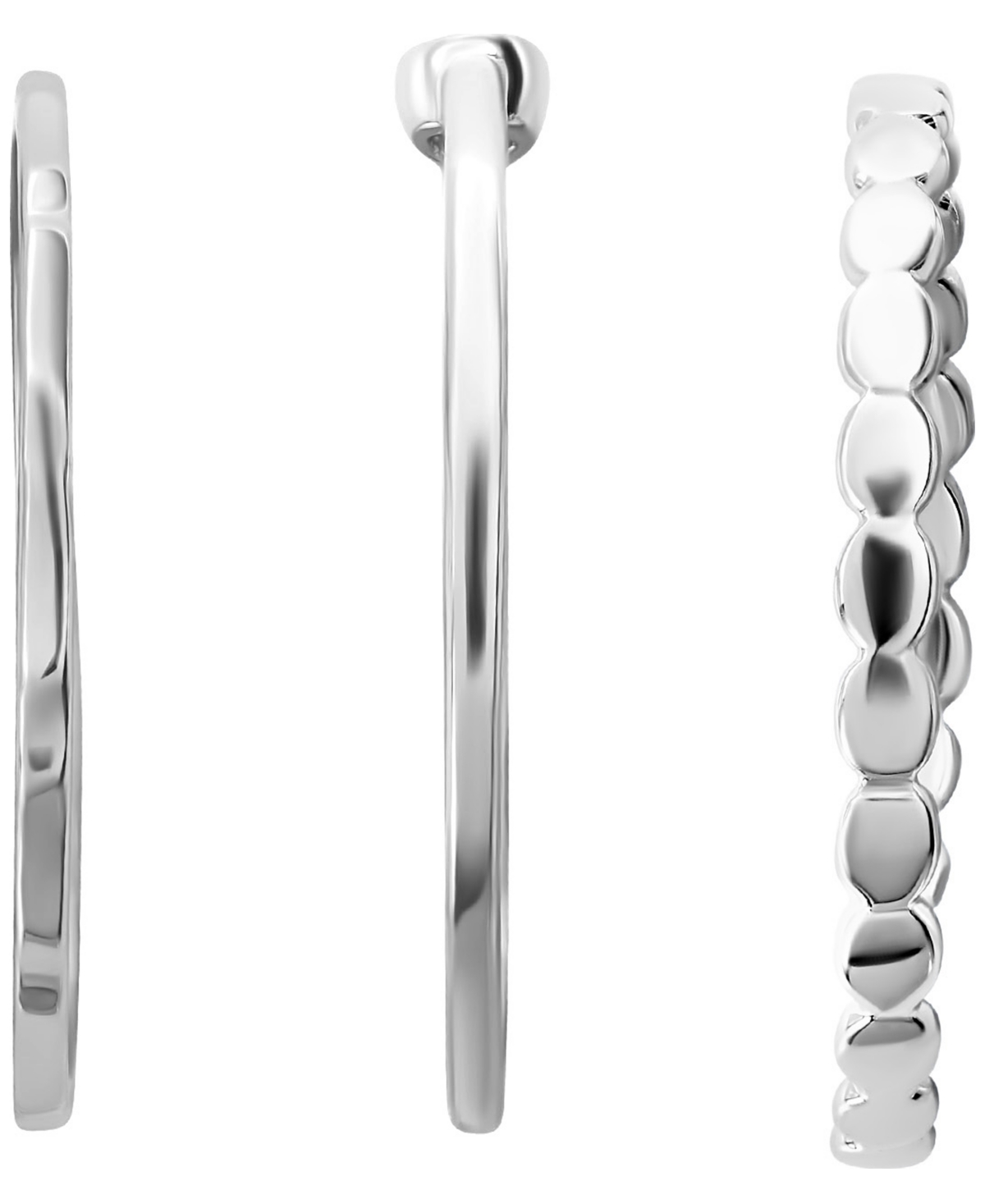 Macy's 3-Piece Cubic Zirconia Hammered Ring Set (0.12 ct. t.w.) in Sterling Silver