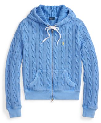 Women's Cable-Knit Cotton Full-Zip Hoodie Sweater