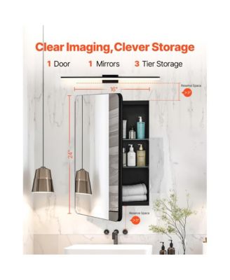 Wall-Mounted Medicine Cabinet with Mirror and Adjustable Shelves for Bathroom Storage