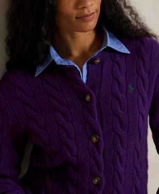 Women's Cable-Knit Wool-Cashmere Cardigan Sweater