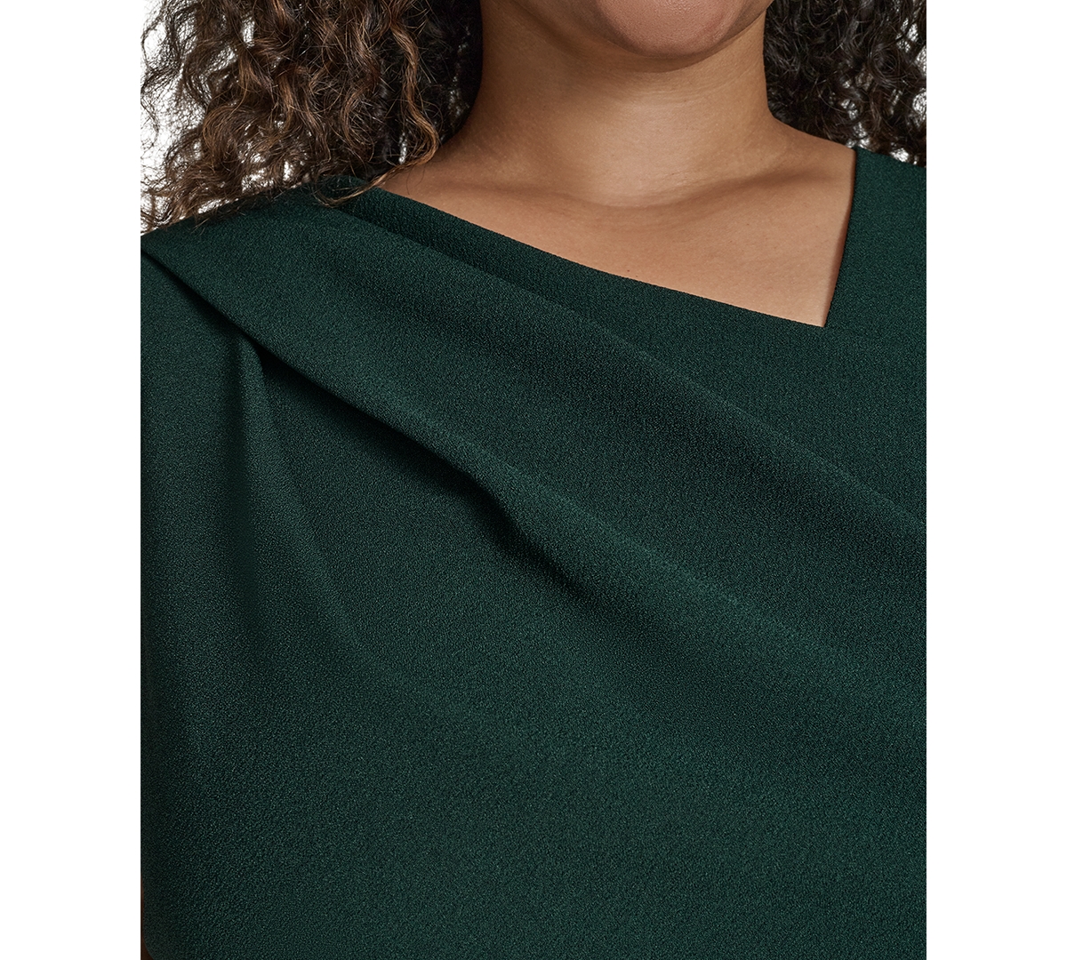Vince Camuto Plus Asymmetric Neck Draped Midi Dress
