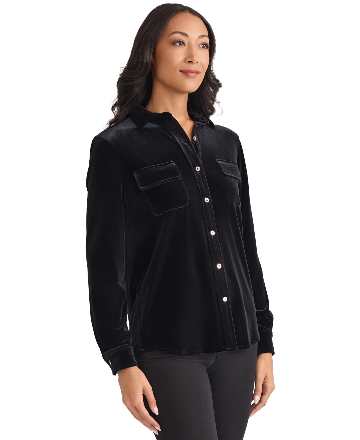 Jones New York Women's Long Sleeve Shirt In Black