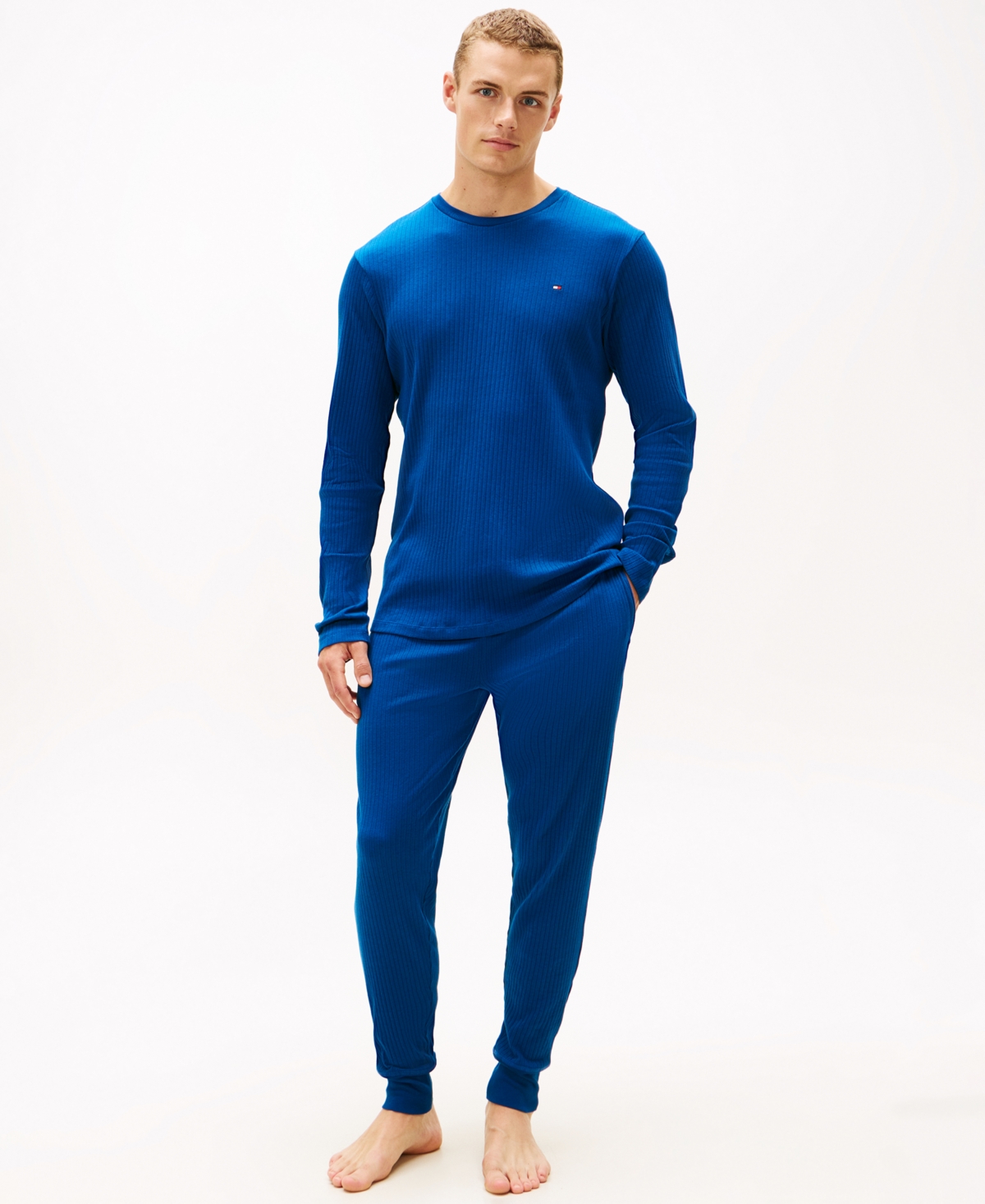 Tommy Hilfiger Men's Ribbed Jogger Pajama Pants In Blue