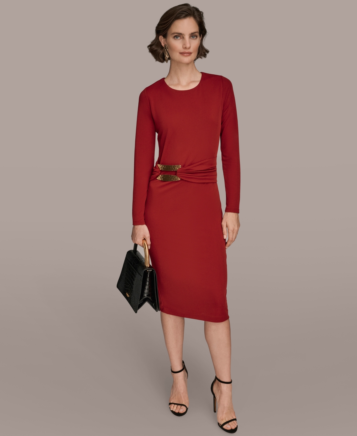 Donna Karan New York Women's Long Sleeve Wrap Dress