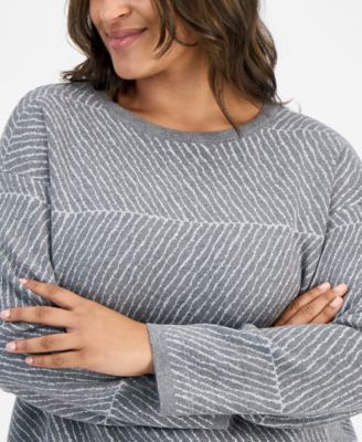 Plus Size Metallic Stripe Crewneck Sweater