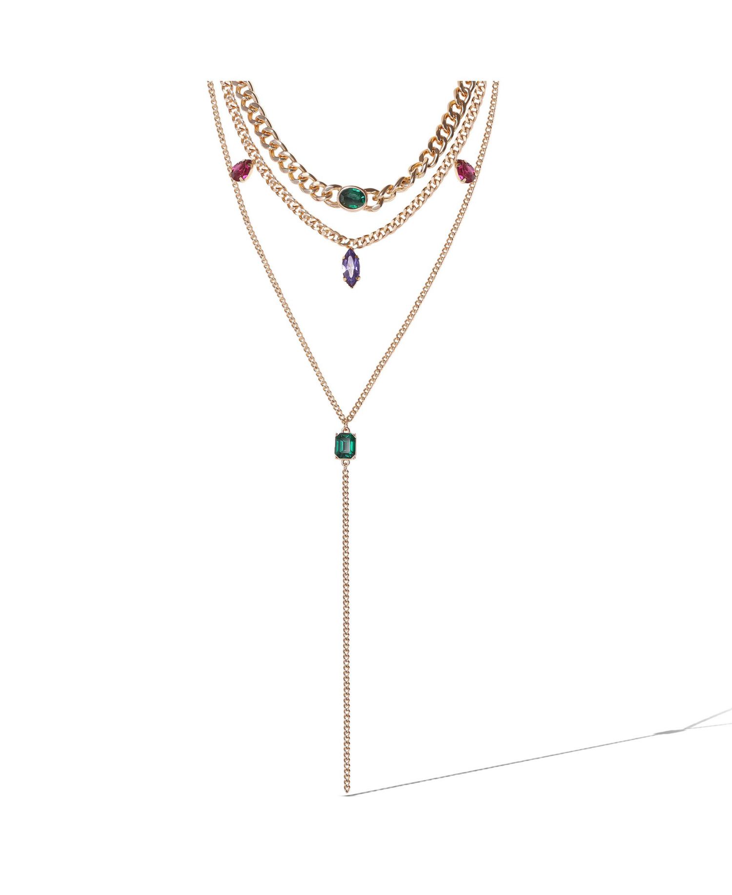 Gold-Tone Gemstone Accent Layered Necklace