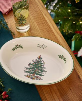 Christmas Tree Oval Rim Dish