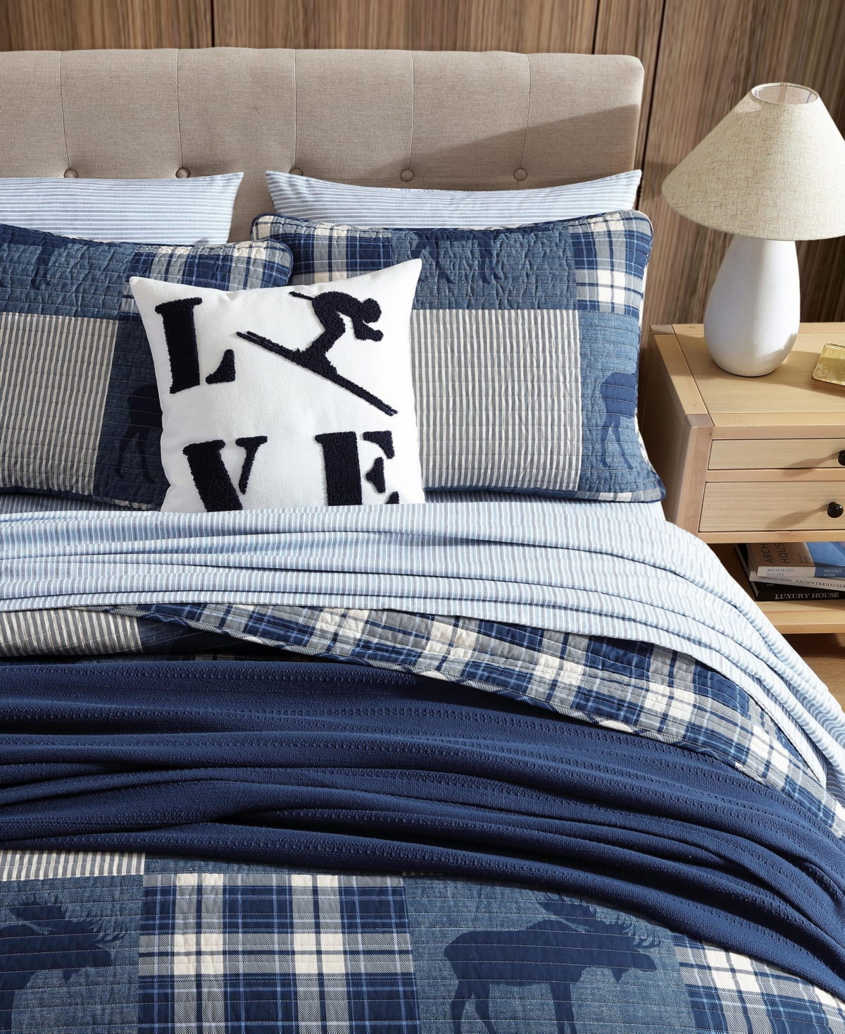 Eddie Bauer Moose Plaid Cotton Reversible -Pc. Quilt Set