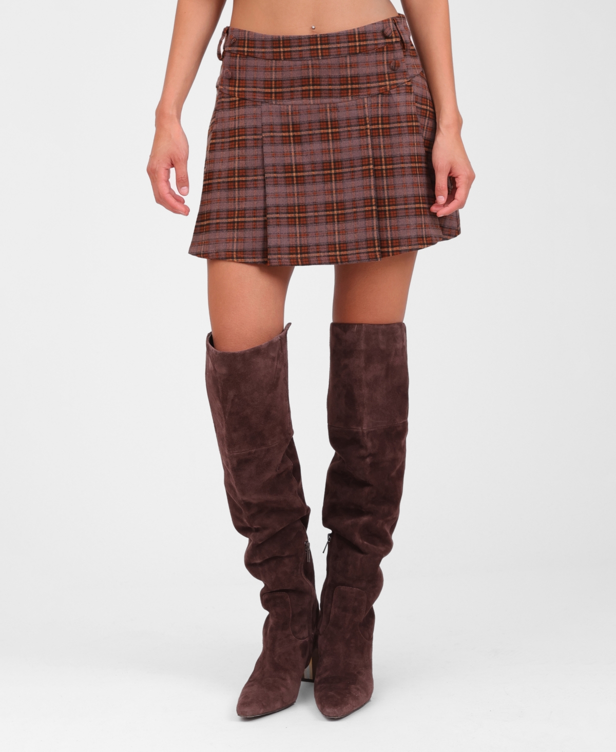 Avec Les Filles Women's Pleated Mini Skater Skorts In Brown