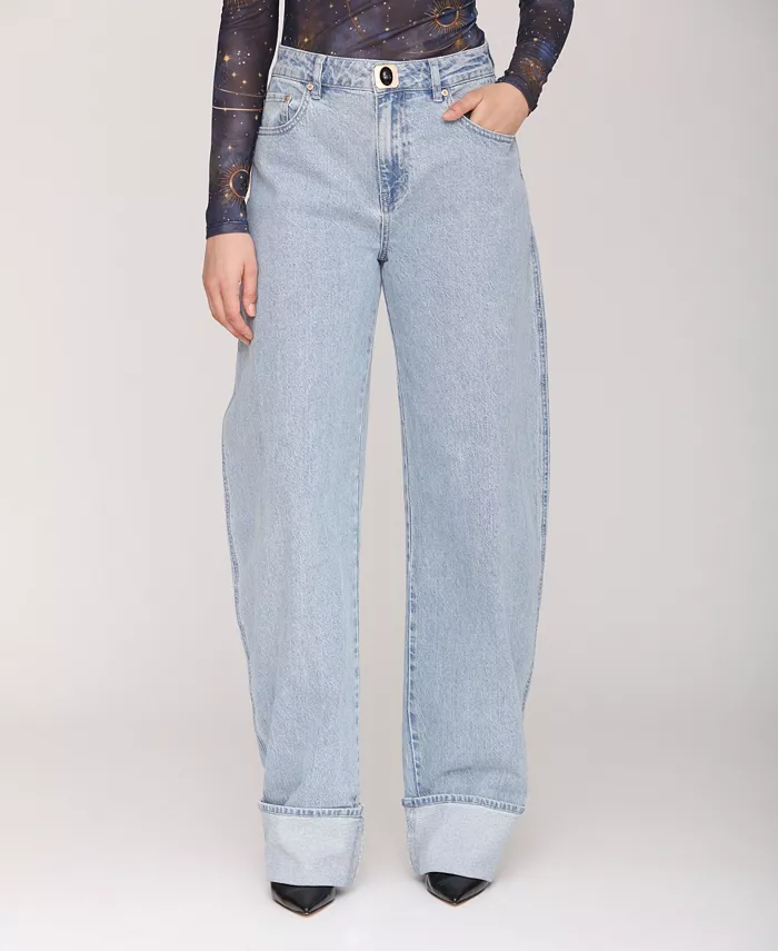 Women's Rolled Cuff Barrel Leg Jeans