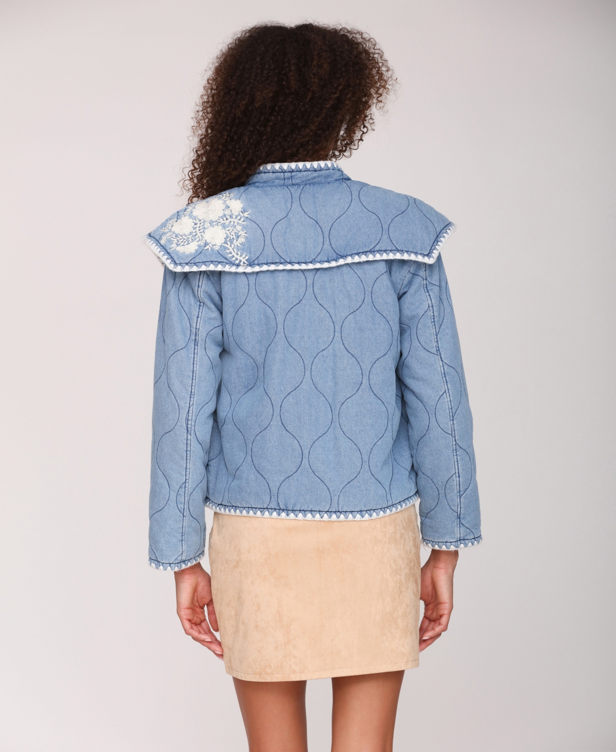 Avec Les Filles Women's Shoulder Flang Quilted Jacket In Blue
