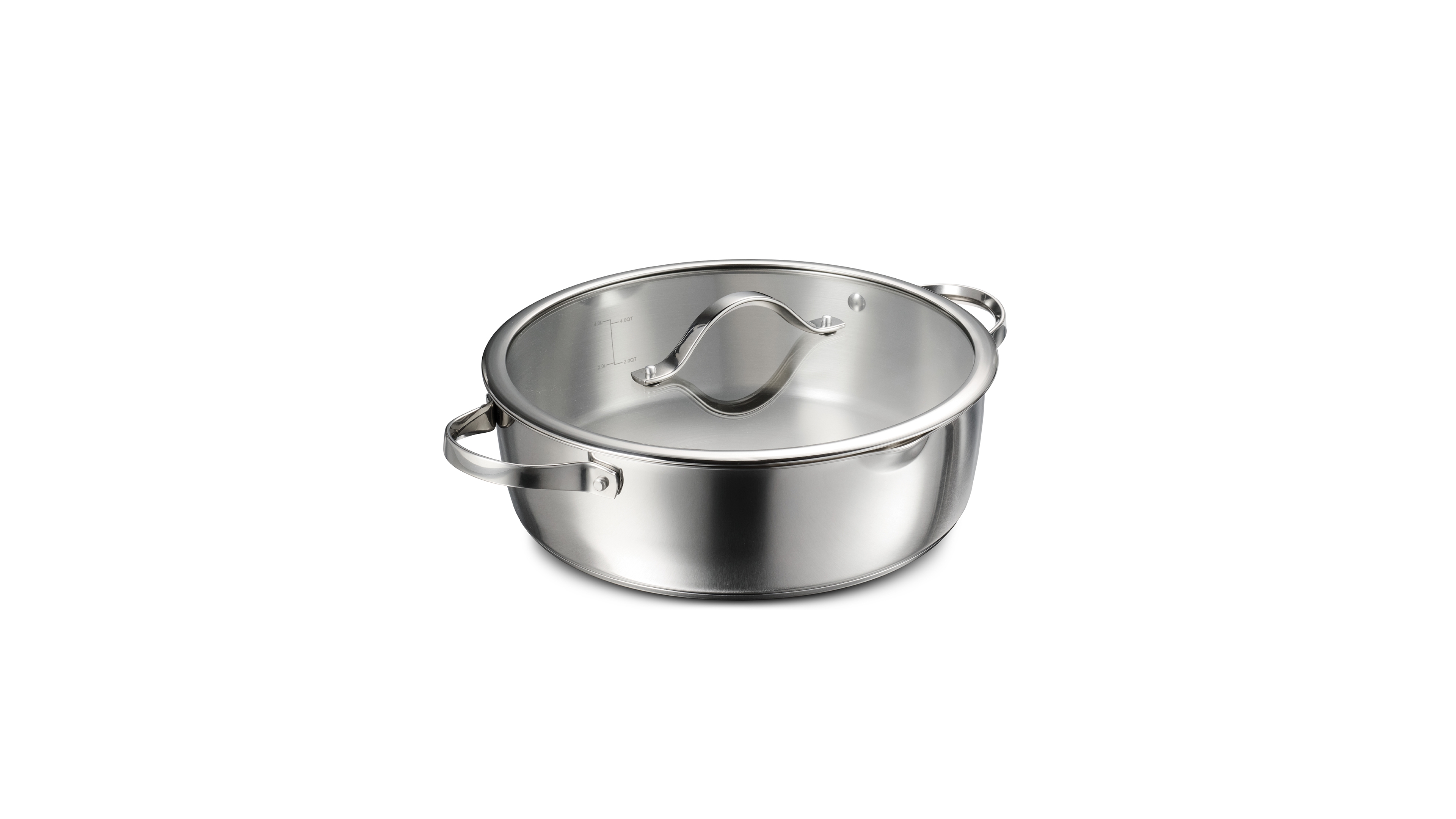 Tramontina Tempo Tri-Ply Base Stainless Steel 6-Quart Braiser Pan with Glass Lid