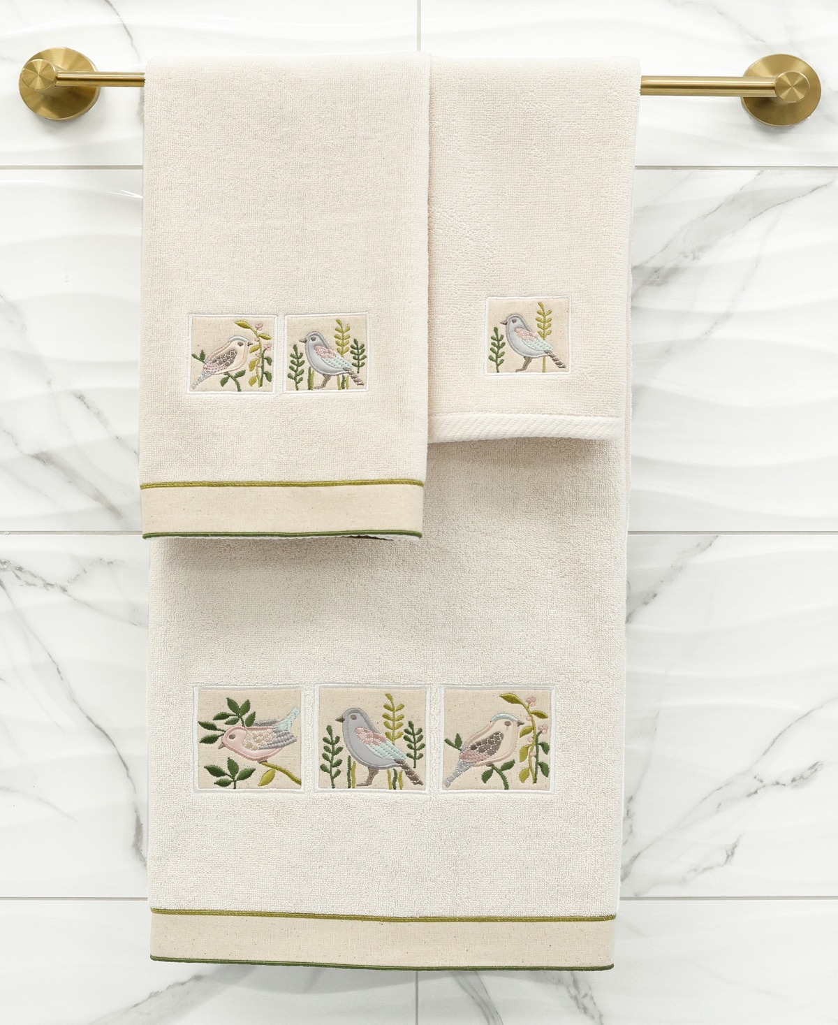 Linum Home Cotton Belinda Embellished 3-pc. Towel Set In Neutral