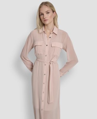 Women's Long Sleeve Collared Shirt Dress