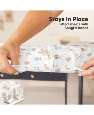 Soothe Waterproof Pack N Play Sheets for Girls, Boys, 2pk 38x26 Cotton Mini Crib Sheets Fitted, Soft, Breathable