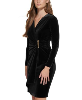 Women's Velvet Side Bar Trim Dress
