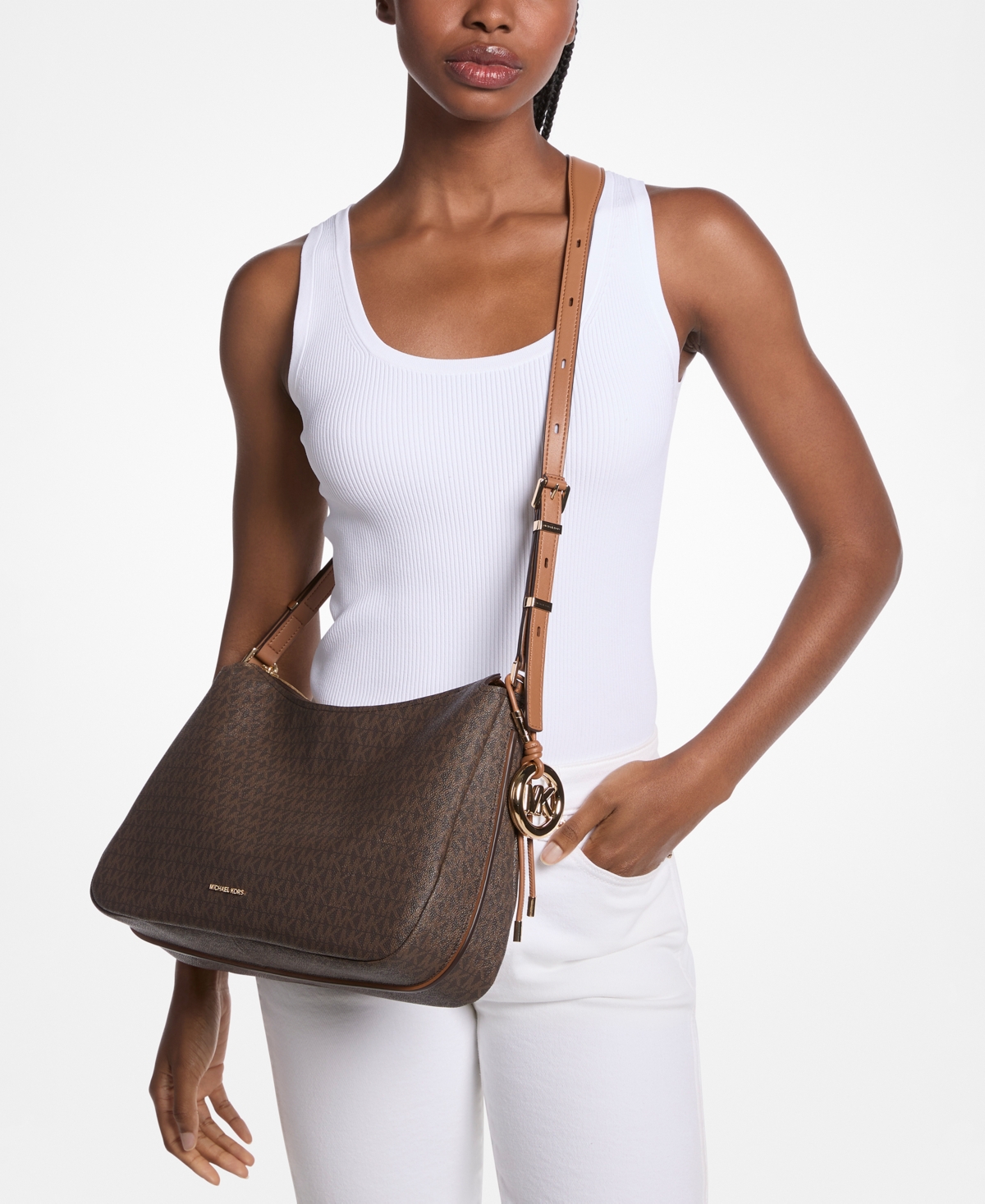 Michael Kors Women's Nolita Large Top Zip Convertible Shoulder Bag In Brown