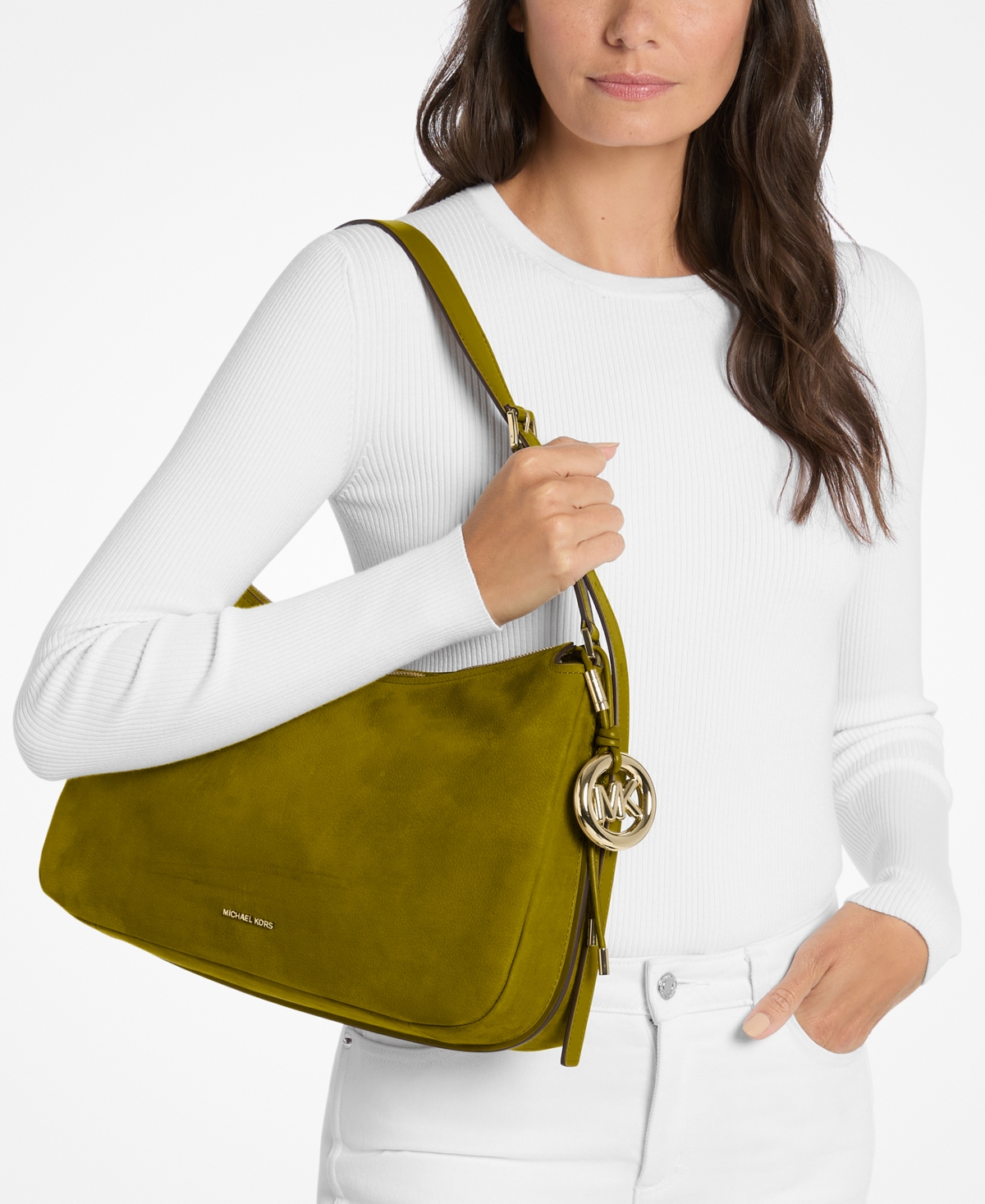Michael Kors Women's Nolita Top Zip Convertible Large Shoulder Bag In Green