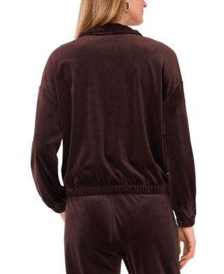 Women's Velour Zip-Front Mock Neck Jacket