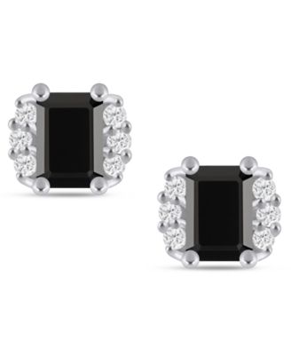Gemstone and Diamond 1/3" Stud Earrings in 10K White Gold (also in 10K Yellow Gold)