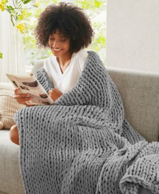 Chunky-Knit Handmade Throw, 50" x 60"