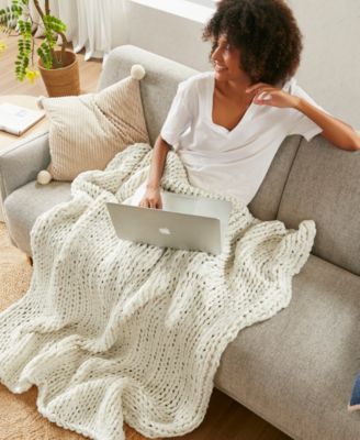 Chunky-Knit Handmade Throw, 50" x 60"