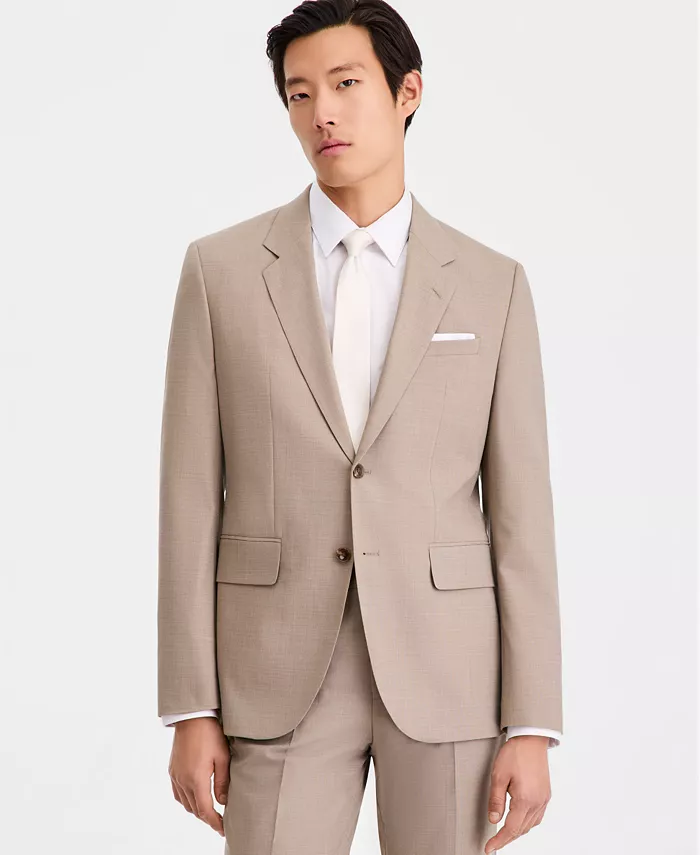 Men's Tan Modern-Fit Suit Jacket