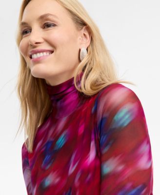 Women's Printed Mock-Neck Top, Macy's Exclusive