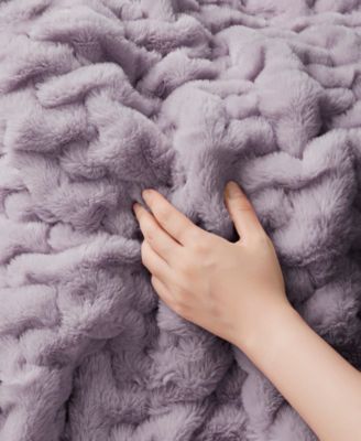 Ruched Reversible Faux-Fur Throw, 50" x 60"