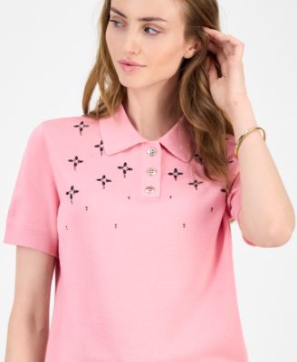 Women's Embellished Polo Sweater