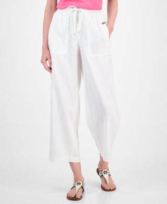 Women's Drawstring-Waist Pull-On Linen Pants