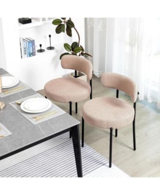 Kitchen Chairs Mid-Century Modern Dining Chairs Set of 2, Kitchen Dining Room Chairs, Boucle Upholstered Wishbone Dining Chair