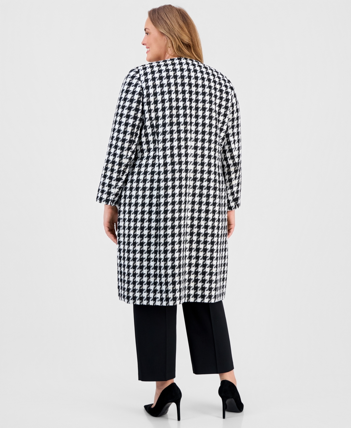 Kasper Plus Houndstooth Topper Jacket
