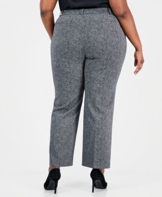 Plus Size Herringbone High-Rise Wide-Leg Pants