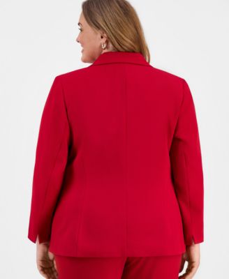 Plus Size Stretch Crepe One-Button Blazer